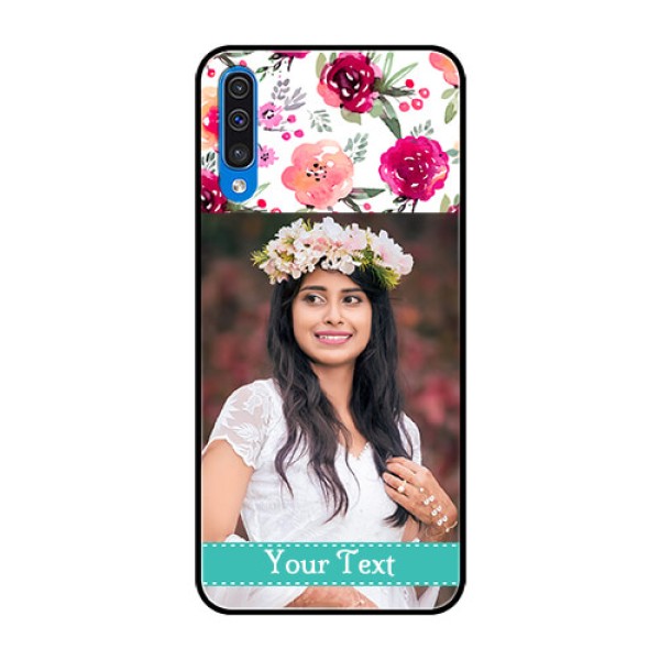 Samsung Galaxy A50 Custom Glass Phone Case - Watercolor Floral Design Samsung Galaxy A50 Custom Glass Phone Case - Watercolor Floral Design