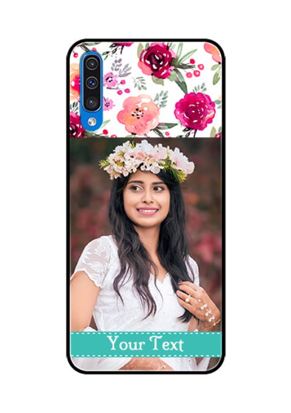 Samsung Galaxy A50 Custom Glass Phone Case  - Watercolor Floral Design