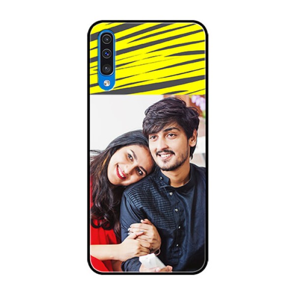 Samsung Galaxy A50 Photo Printing on Glass Case  - Yellow Abstract Design