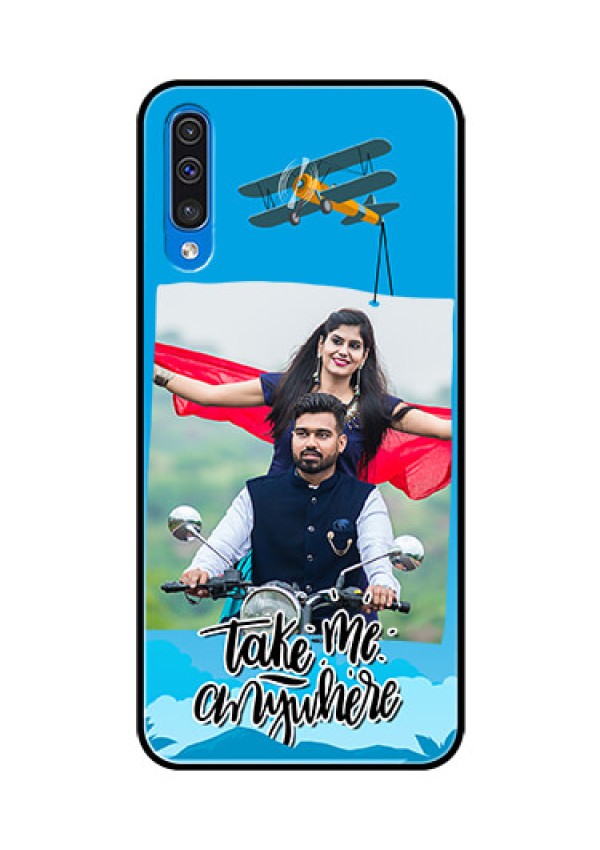 Samsung Galaxy A50 Custom Glass Mobile Case  - Traveller Design 