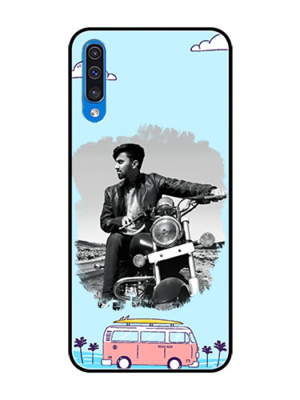 Custom Samsung Galaxy A50 Photo Printing on Glass Case  - Travel & Adventure Design