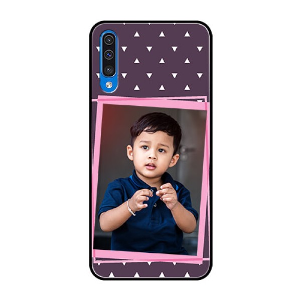 Samsung Galaxy A50 Custom Glass Mobile Case - Triangle Pattern Dotted Design Samsung Galaxy A50 Custom Glass Mobile Case - Triangle Pattern Dotted Design