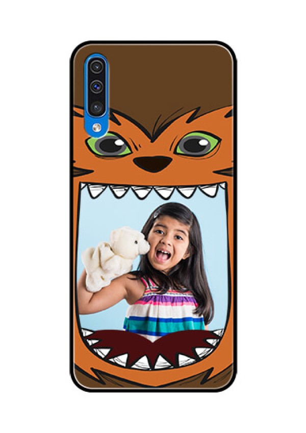 Samsung Galaxy A50 Photo Printing on Glass Case  - Owl Monster Back Case Design