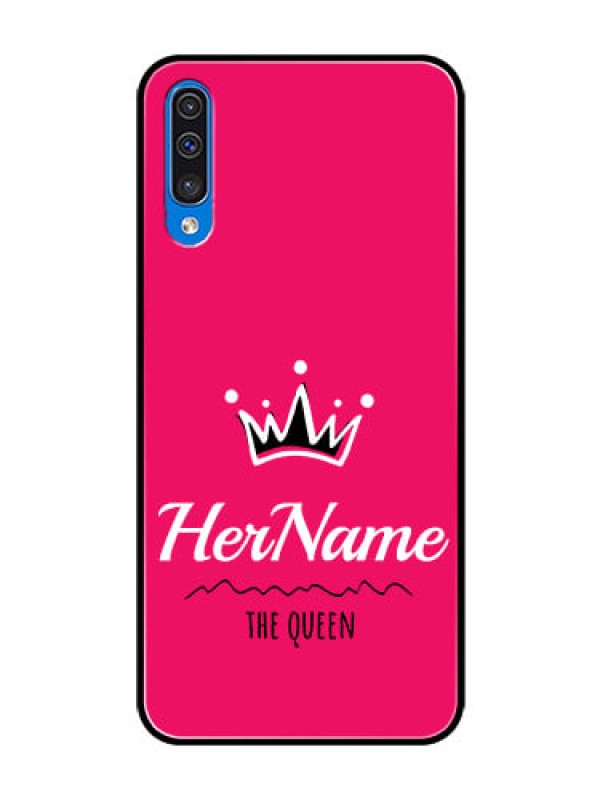 Custom Galaxy A50 Glass Phone Case Queen with Name