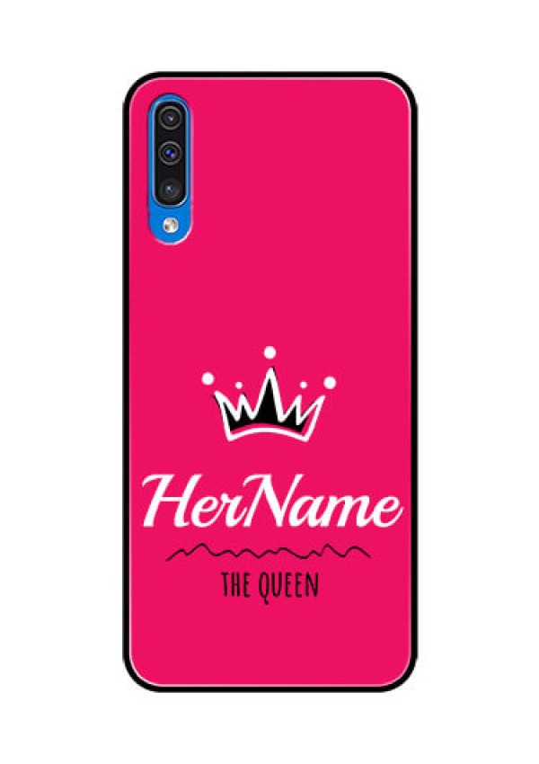 Galaxy A50 Glass Phone Case Queen with Name
