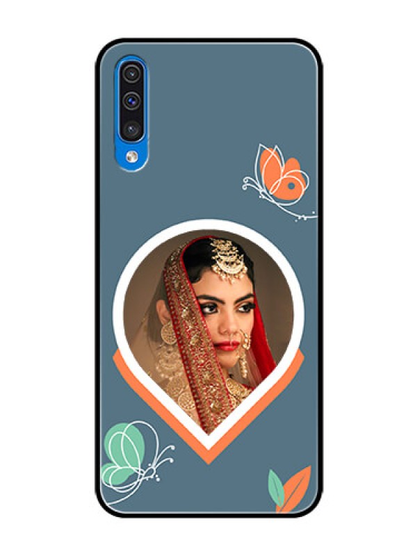 Custom Galaxy A50 Custom Glass Mobile Case - Droplet Butterflies Design