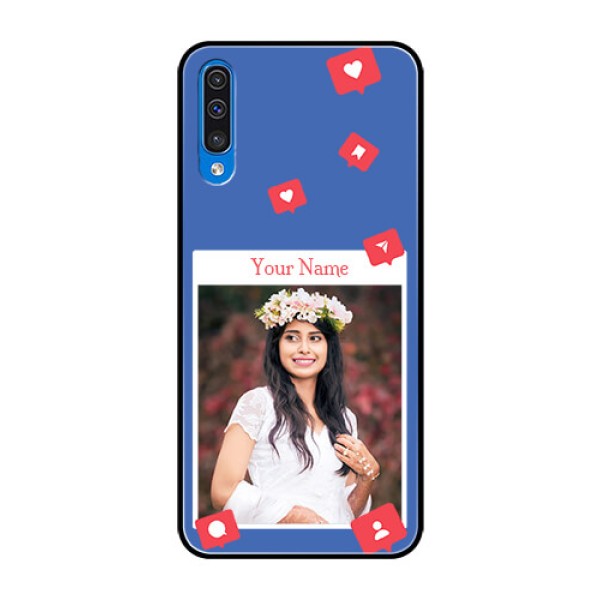Galaxy A50 Custom Glass Phone Case - Like Share And Comment Design Galaxy A50 Custom Glass Phone Case - Like Share And Comment Design