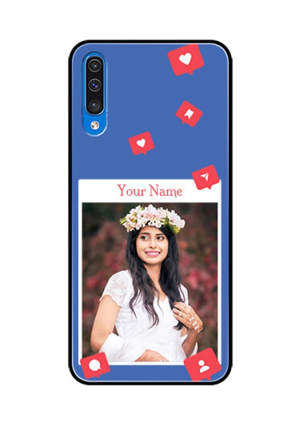 Galaxy A50 Custom Glass Phone Case - Like Share And Comment Design