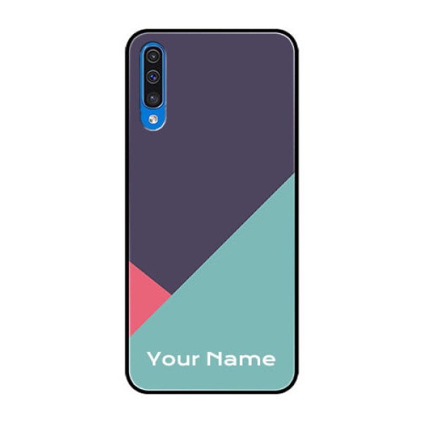 Galaxy A50 Custom Glass Mobile Case - Tri Color abstract Design