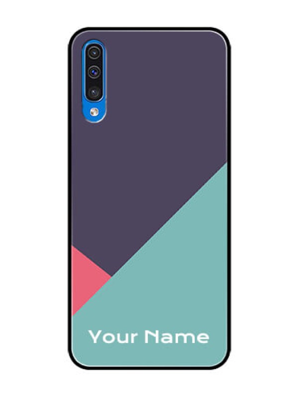 Custom Galaxy A50 Custom Glass Mobile Case - Tri Color abstract Design