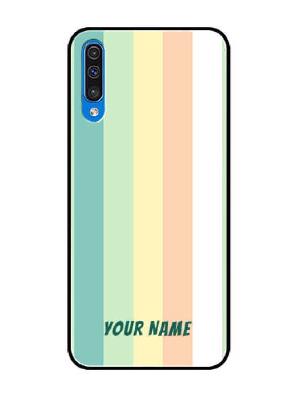 Custom Galaxy A50 Photo Printing on Glass Case - Multi-colour Stripes Design