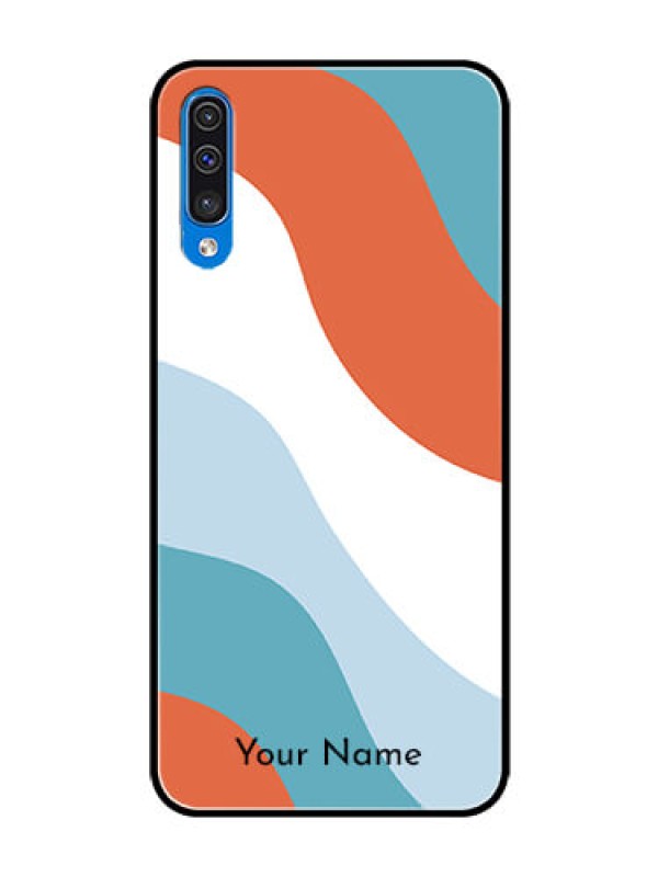Custom Galaxy A50 Custom Glass Mobile Case - coloured Waves Design