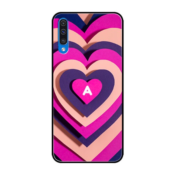 Galaxy A50 Custom Glass Mobile Case - Cute Heart Pattern Design Galaxy A50 Custom Glass Mobile Case - Cute Heart Pattern Design