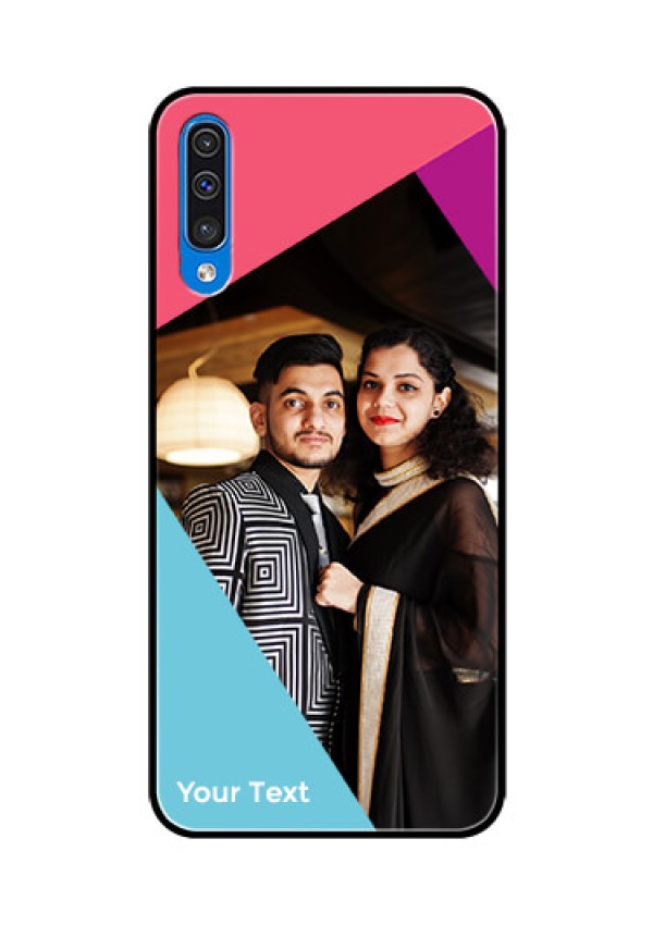 Galaxy A50 Custom Glass Mobile Case - Stacked Triple colour Design