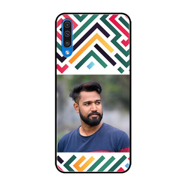 Galaxy A50 Personalized Glass Phone Case - Colorful Maze Pattern Design Galaxy A50 Personalized Glass Phone Case - Colorful Maze Pattern Design