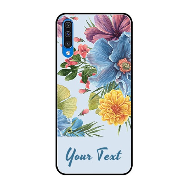 Galaxy A50 Custom Glass Mobile Case - Stunning Watercolored Flowers Painting Design