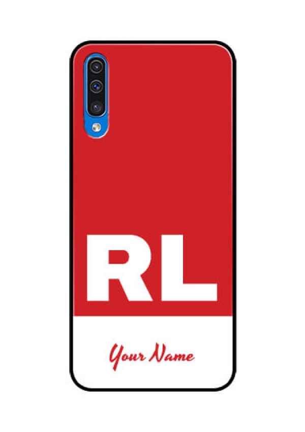 Galaxy A50 Personalized Glass Phone Case - dual tone custom text Design