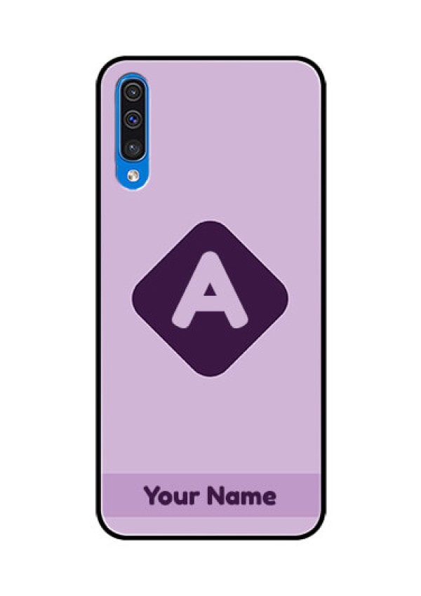 Galaxy A50 Custom Glass Mobile Case - Custom Letter in curved badge Design