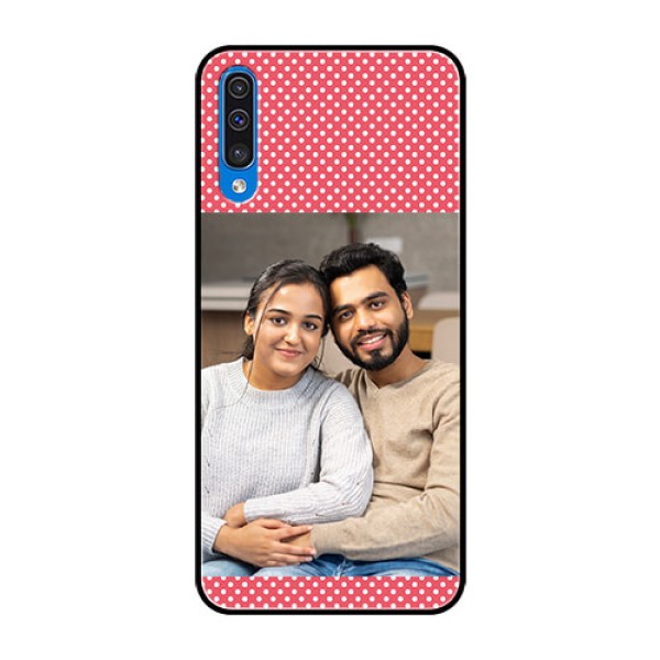 Samsung Galaxy A50s Custom Glass Phone Case  - White Dotted Design