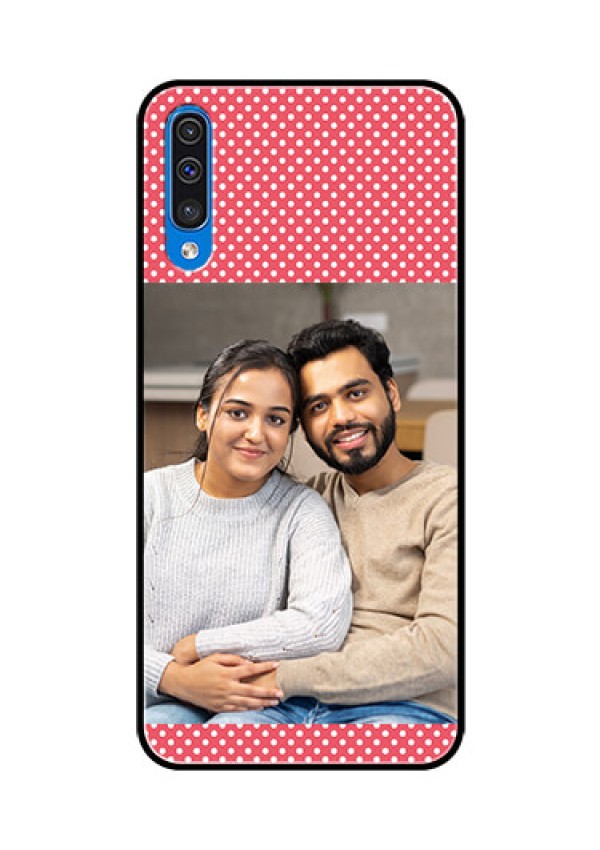 Samsung Galaxy A50s Custom Glass Phone Case  - White Dotted Design