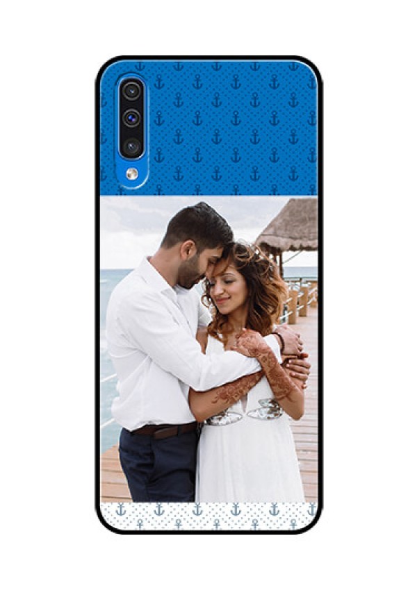 Samsung Galaxy A50s Photo Printing on Glass Case  - Blue Anchors Design