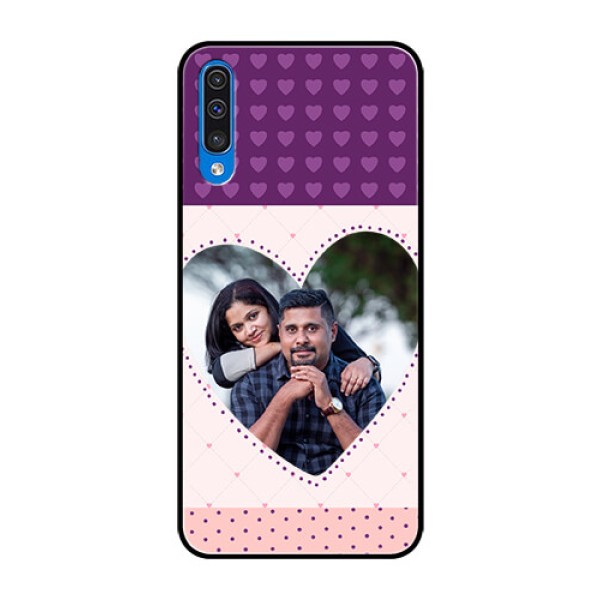 Samsung Galaxy A50s Custom Glass Phone Case - Violet Love Dots Design Samsung Galaxy A50s Custom Glass Phone Case - Violet Love Dots Design