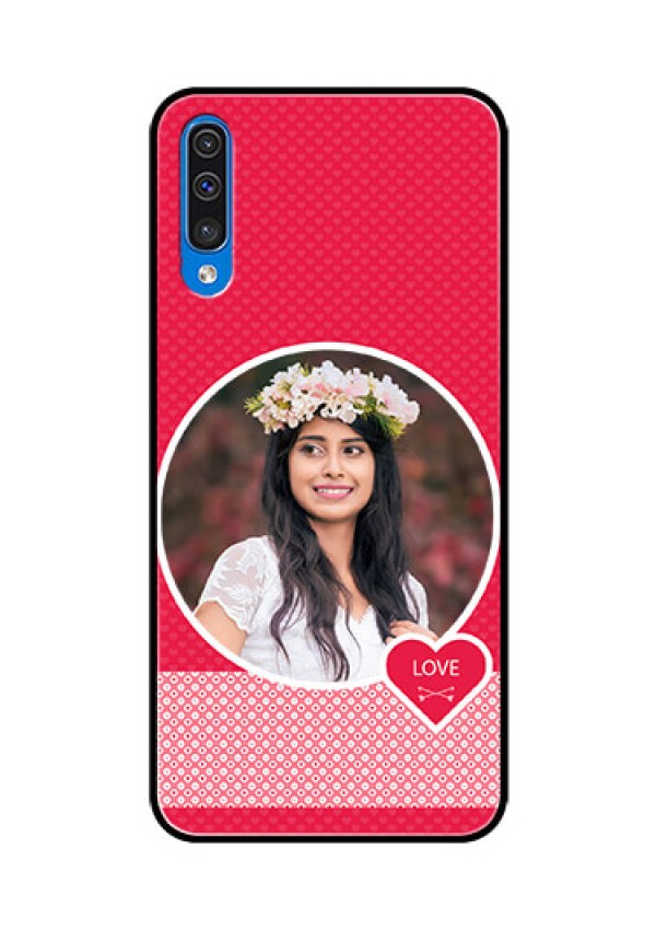 Samsung Galaxy A50s Personalised Glass Phone Case  - Pink Pattern Design