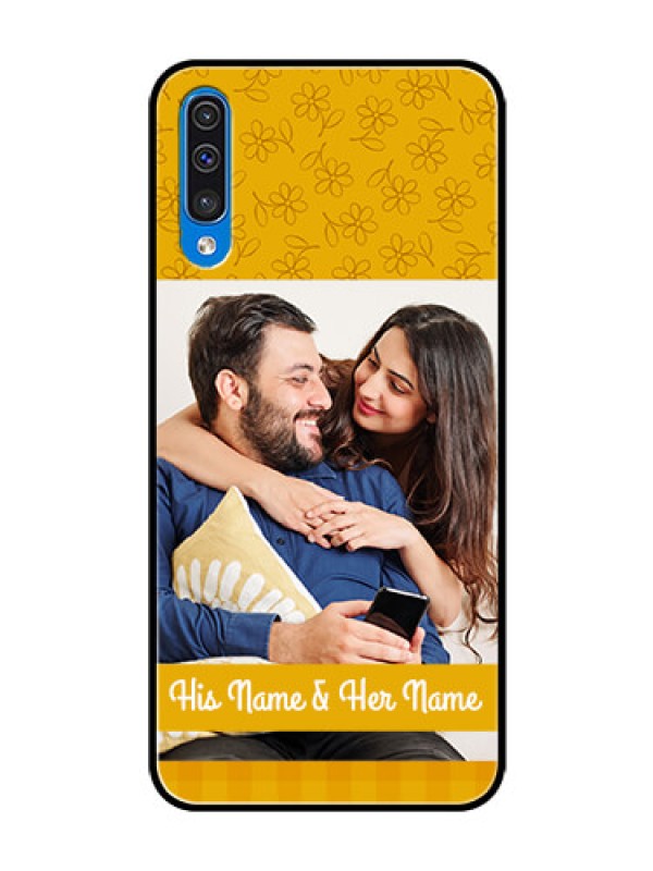 Custom Samsung Galaxy A50s Custom Glass Mobile Case  - Yellow Floral Design
