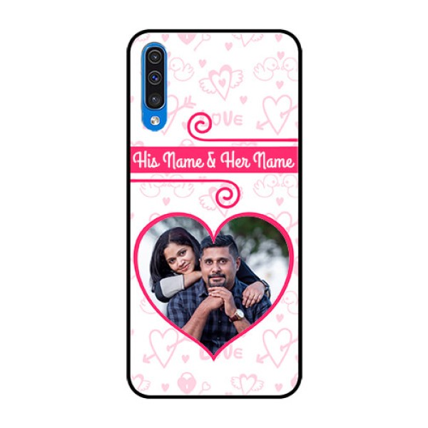 Samsung Galaxy A50s Personalized Glass Phone Case - Heart Shape Love Design Samsung Galaxy A50s Personalized Glass Phone Case - Heart Shape Love Design