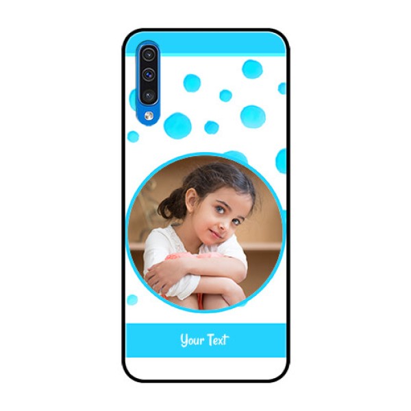 Samsung Galaxy A50s Photo Printing on Glass Case - Blue Bubbles Pattern Design Samsung Galaxy A50s Photo Printing on Glass Case - Blue Bubbles Pattern Design