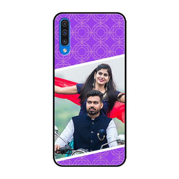 Samsung Galaxy A50s Custom Glass Phone Case - Violet Pattern Design Samsung Galaxy A50s Custom Glass Phone Case - Violet Pattern Design