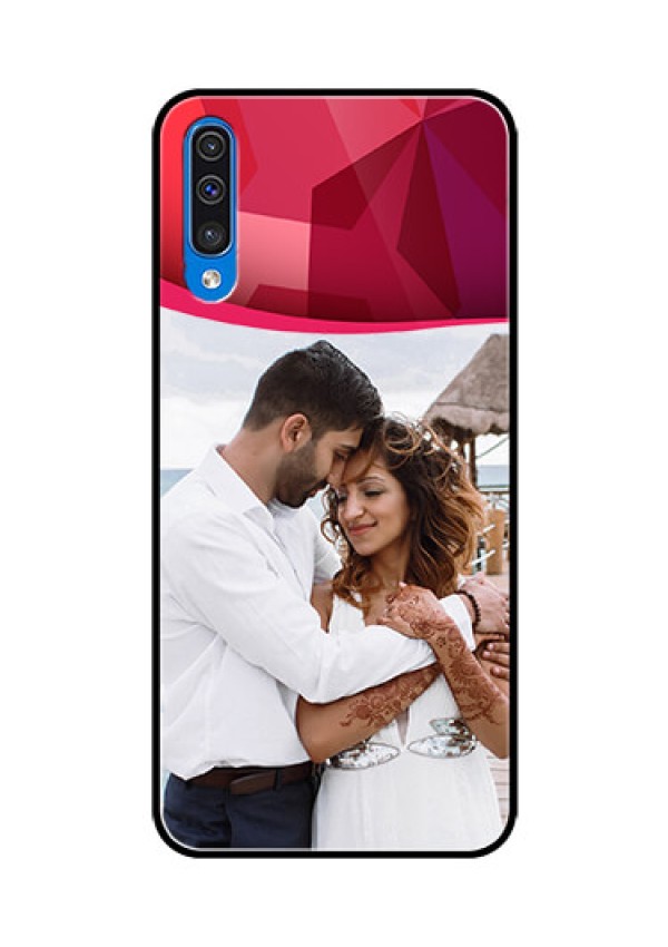 Samsung Galaxy A50s Custom Glass Mobile Case  - Red Abstract Design