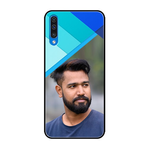 Samsung Galaxy A50s Custom Glass Phone Case  - Blue Pattern Design