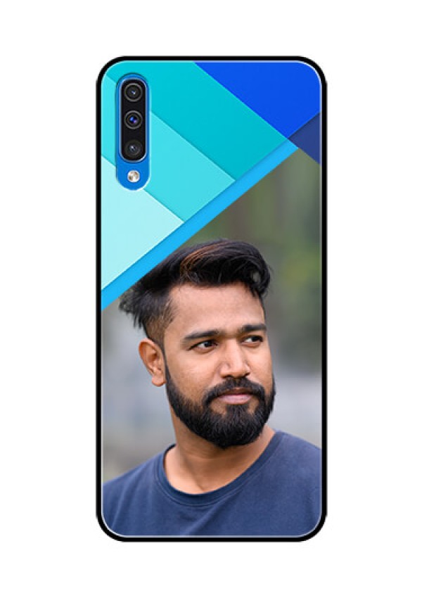 Samsung Galaxy A50s Custom Glass Phone Case  - Blue Pattern Design