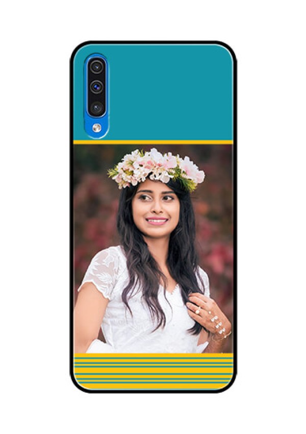Samsung Galaxy A50s Custom Glass Phone Case  - Yellow & Blue Design 
