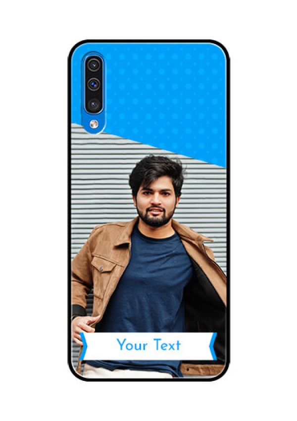 Samsung Galaxy A50s Photo Printing on Glass Case  - Simple Blue Color Design