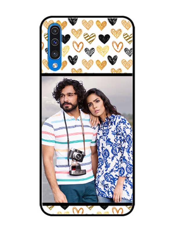 Custom Samsung Galaxy A50s Photo Printing on Glass Case  - Love Symbol Design