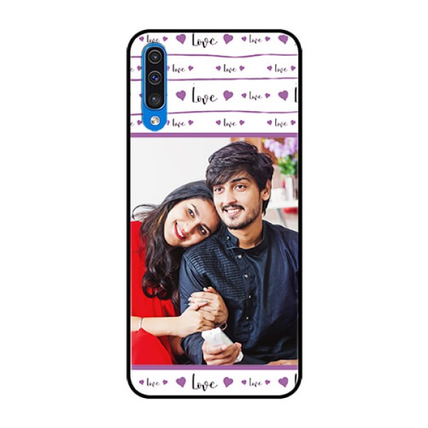 Samsung Galaxy A50s Custom Glass Mobile Case - Couples Heart Design Samsung Galaxy A50s Custom Glass Mobile Case - Couples Heart Design