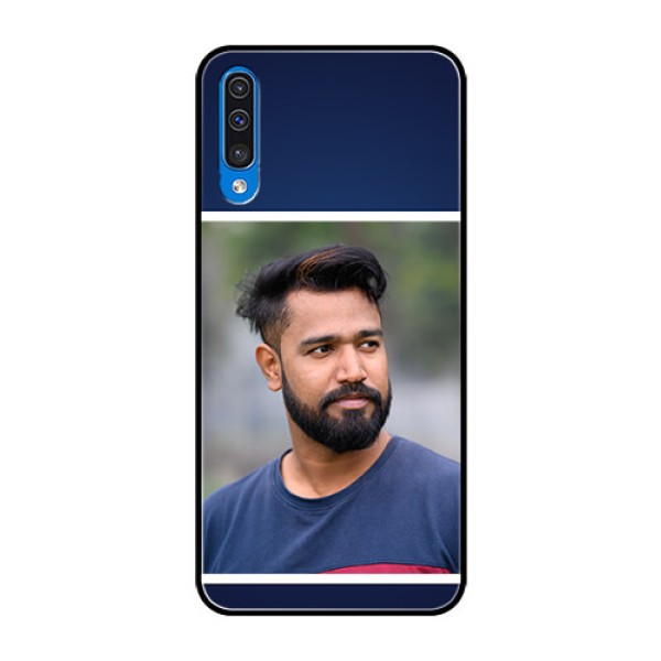 Samsung Galaxy A50s Personalized Glass Phone Case - Simple Royal Blue Design Samsung Galaxy A50s Personalized Glass Phone Case - Simple Royal Blue Design