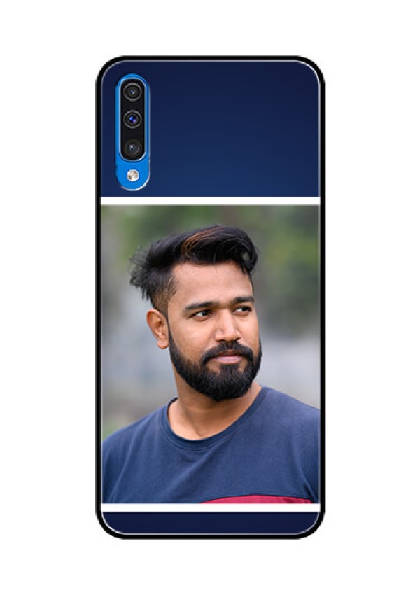 Samsung Galaxy A50s Personalized Glass Phone Case  - Simple Royal Blue Design