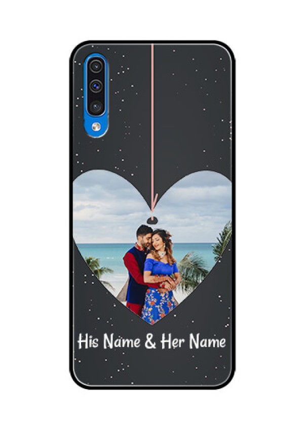 Samsung Galaxy A50s Custom Glass Phone Case  - Hanging Heart Design