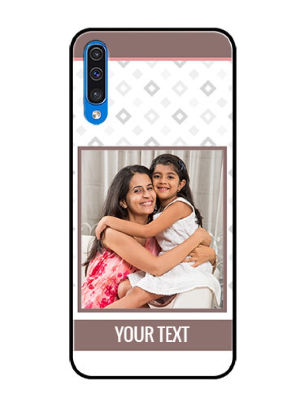 Custom Samsung Galaxy A50s Photo Printing on Glass Case  - Simple Diamond Design