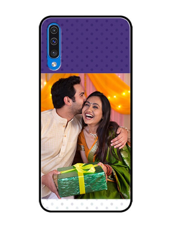 Custom Samsung Galaxy A50s Personalized Glass Phone Case  - Violet Pattern Design