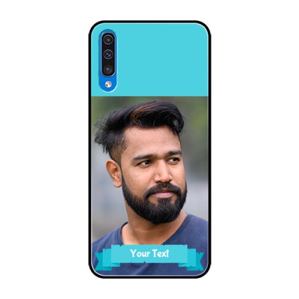 Samsung Galaxy A50s Personalized Glass Phone Case - Simple Blue Color Design Samsung Galaxy A50s Personalized Glass Phone Case - Simple Blue Color Design