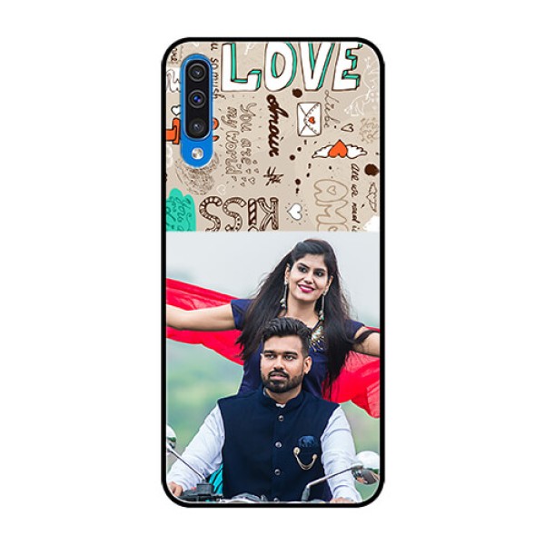 Samsung Galaxy A50s Custom Glass Phone Case  - Love Doodle Pattern 