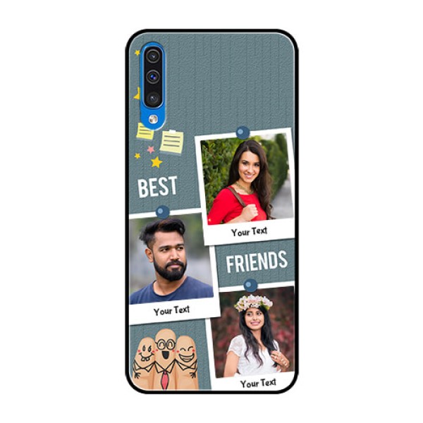 Samsung Galaxy A50s Personalized Glass Phone Case - Sticky Frames and Friendship Design Samsung Galaxy A50s Personalized Glass Phone Case - Sticky Frames and Friendship Design