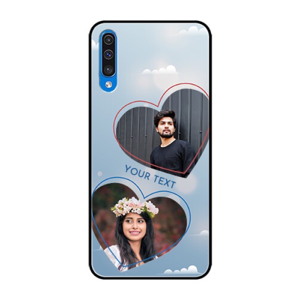 Samsung Galaxy A50s Custom Glass Mobile Case - Blue Color Couple Design Samsung Galaxy A50s Custom Glass Mobile Case - Blue Color Couple Design
