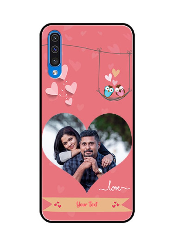 Samsung Galaxy A50s Personalized Glass Phone Case  - Peach Color Love Design 