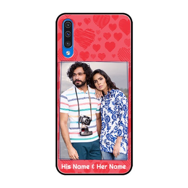 Samsung Galaxy A50s Photo Printing on Glass Case - with Red Heart Symbols Design Samsung Galaxy A50s Photo Printing on Glass Case - with Red Heart Symbols Design