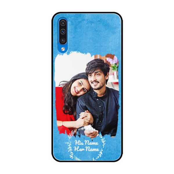 Galaxy A50S Custom Glass Phone Case - Blue Color Vintage Design Galaxy A50S Custom Glass Phone Case - Blue Color Vintage Design